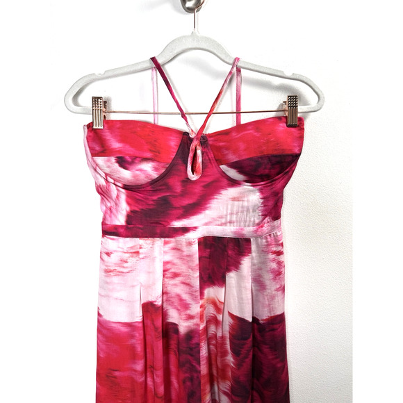 Ranna Gill Pink Rose Floral Sweetheart Wide Leg Jumpsuit Bohemian Chic Glam S - Picture 2 of 10